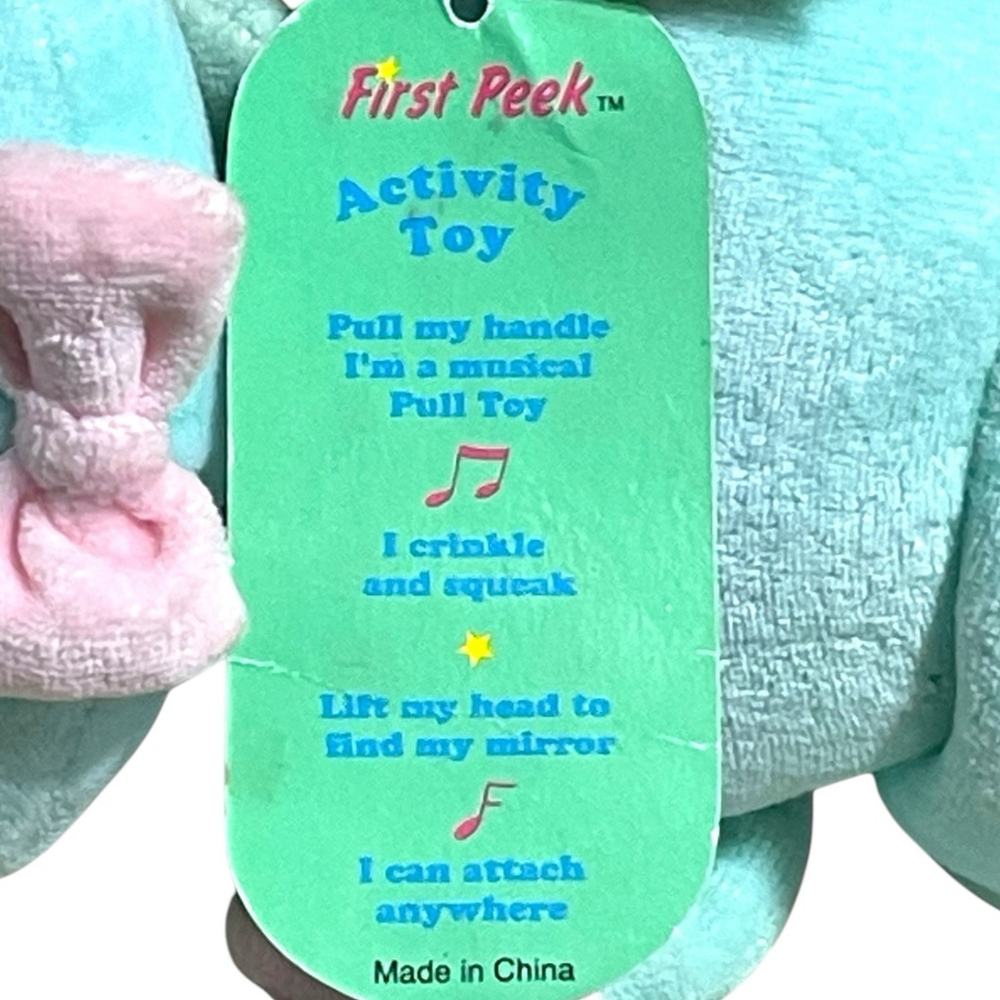 Vintage First Peek Musical Butterfly Plush Hanging Pull Toy FAO Schwarz Tag READ - Picture 12 of 16
